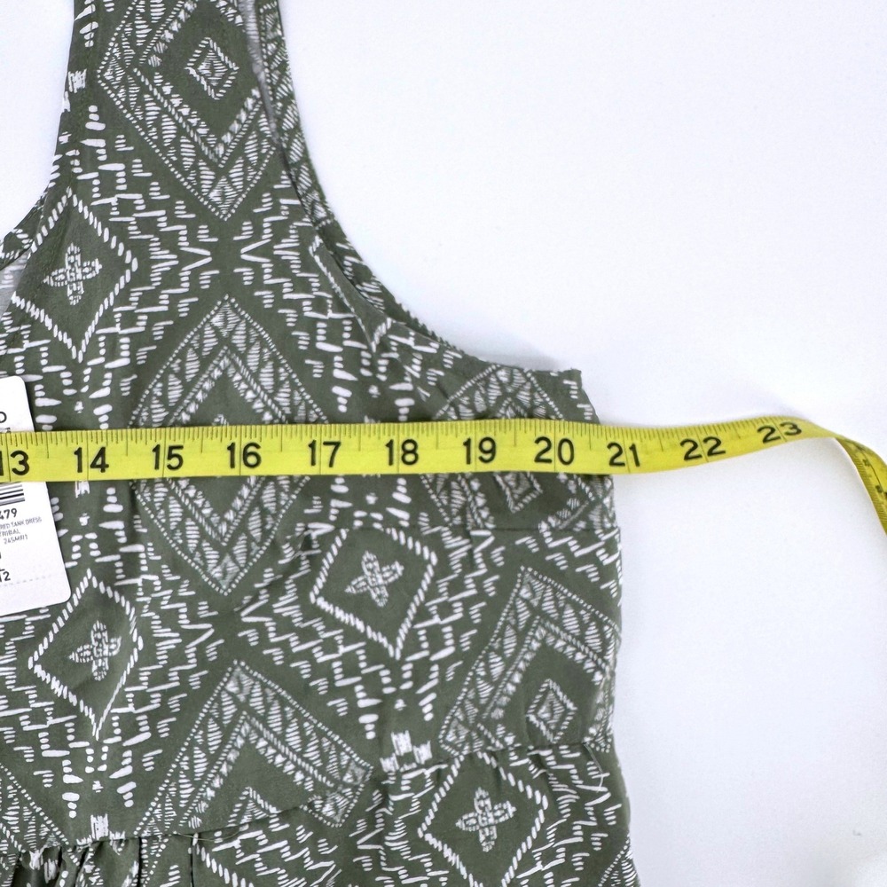 Torrid Babydoll Dress Size 0 Olive Green Geometric Print Tiered Pocket Tank - Picture 5 of 9